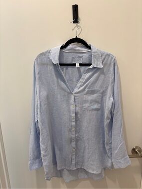 Sigrid Olsen Pale Blue Linen Button-Down Shirt